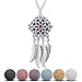 CELESTIA Femme Collier de Diffuseur de Huile Essentielle Parfum, Bijoux Aromathérapie, Argent Plaqué Attrapeur de Rêves Médaillon Pendentif avec 7 Lave Perles, 24" Chaîne