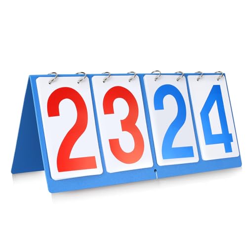 Four-Digit Plastic Scoreboard, Red and Blue Portable Scoreboard, ...