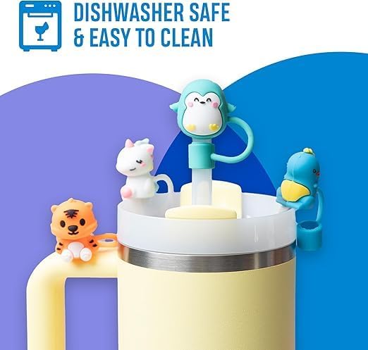 CharCharms Tumbler Toppers | 4-Pack Cute Star Design Silicone Straw Covers | Fits 10mm Straws for 30oz & 40oz Tumblers | Reusable, Dishwasher Safe Drinkware Accessories - Image 4