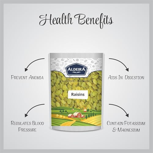 Image of ALDEIRA Premium Seedless Green Raisins 400g | Natural Kishmish | High Fiber Dry Fruits | Rich in Antioxidants & Vitamins | Healthy Snack for Daily Use