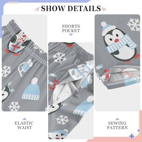Boys' Pants Christmas Cute Penguins Skates Long Bottoms Jogger Pants Elastic Waist Trousers with Pockets S-XL4