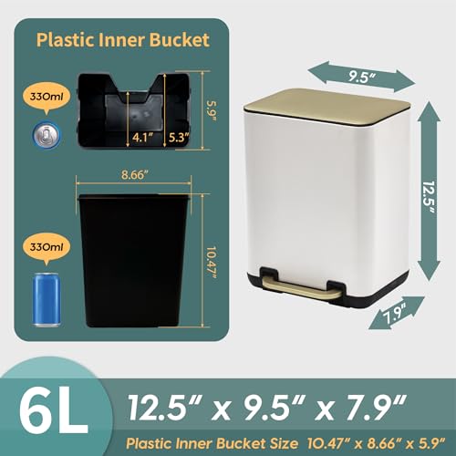 Caneca de basura rectangular 6 litros con pedal miniatura 6