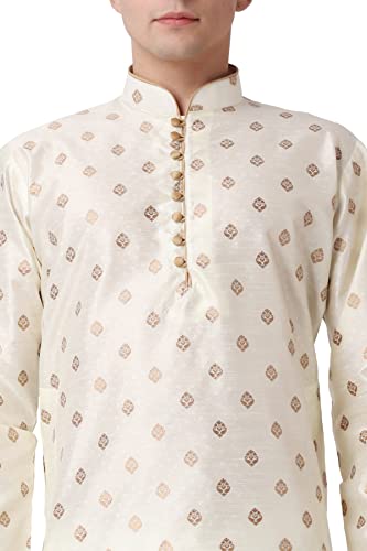 Image of Royal Kurta Men's Silk Blend Printed Kurta Dhoti Set