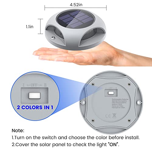 Siedinlar Solar Deck Lights Outdoor Led Driveway Markers Dock Light Marine Waterproof Wireless 2 Colors In 1 For Pathway Walkway Step Stair Sidewalk Yard 12 Pack (Cool White/Blue) #TOP4