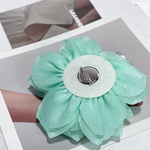Image of Flash Camellia Flower Brooch Pin for Women Men Elegant Texture Fabric Dahlia Rose Floral Brooches Lapel Pins Dainty Wedding Holiday Party Costume Dress Accessories Jewelry