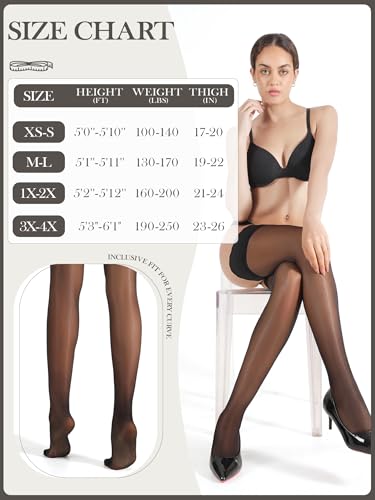 Silk Thigh High Stockings for Women, Shiny Reinforced Lace Top Tights with Anti-Slip Silicone, Sexy Sheer Lingerie 6