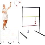 Ladder Ball Set Ladder Toss Outdoor Game Set with 6 Soft Rubber Bolo Balls Lawn Backyard Games for Adult & Family, Outdoor, Yard,Camping, Beach, Lawn