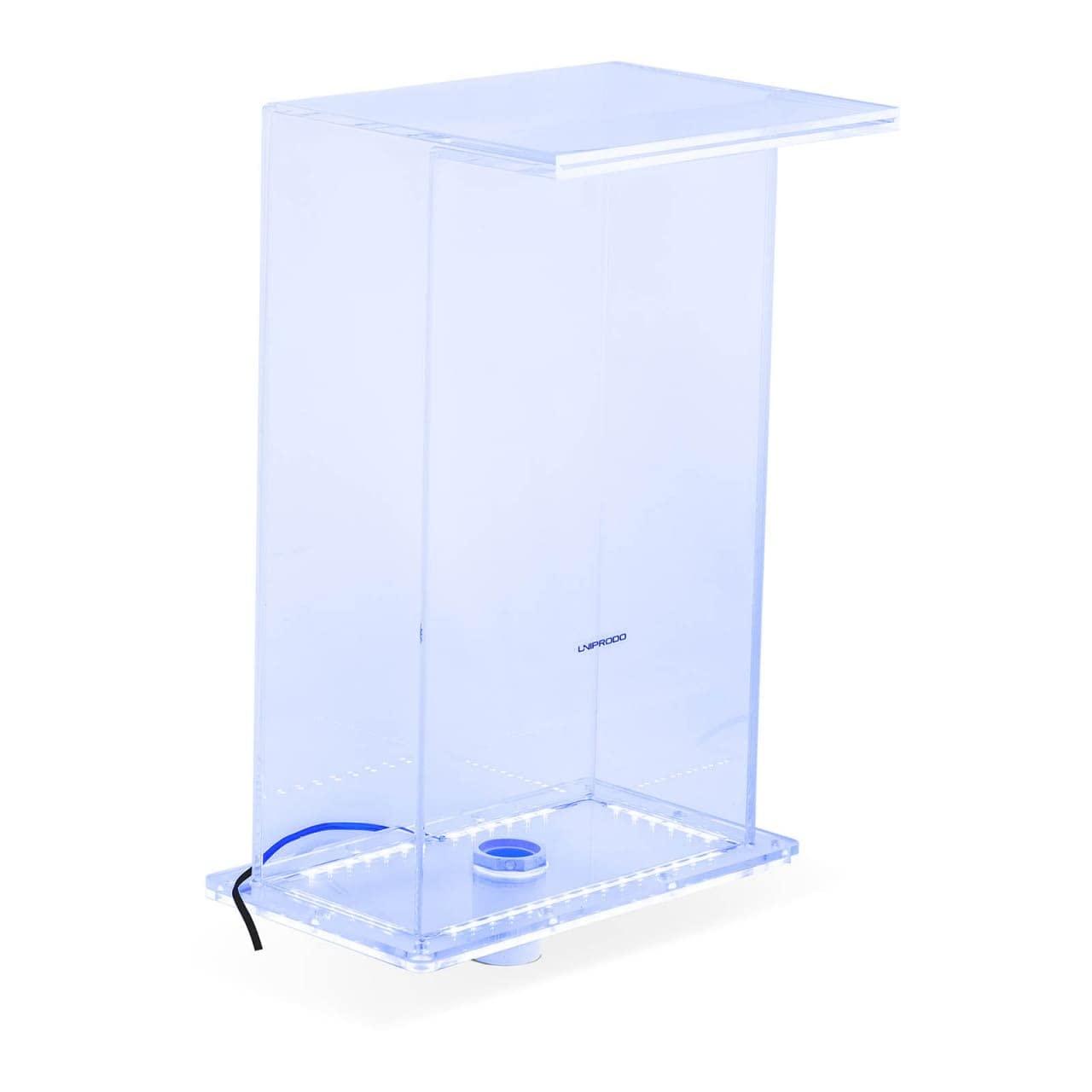 Douche cascade 52 cm de haut Éclairage LED Bleu 310 mm Sortie d'eau Fontaine de jardin Cascade en acrylique