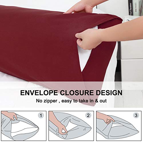 Taie d'oreiller de corps bordeaux 50x137 cm en microfibre lot de 2 - 7