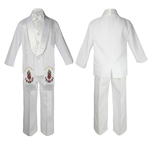 Image of Baby Boy Communion Shawl Lapel Jacket Suit Gold Guadalupe on Stole SM-20