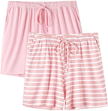 Orrpally Pajama Shorts Womens Lounge Short Sleep Shorts Pajama Bottoms 2-Pack Pink Pink Stripe L