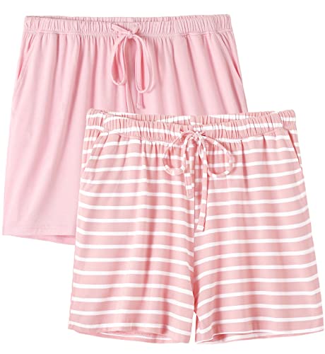 Orrpally Pajama Shorts Womens Lounge Short Sleep Shorts Pajama Bottoms 2-Pack Pink Pink Stripe L #TOP28