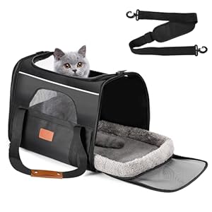 Alitree Katzentransportbox, Transpor... für Katzen mit verstellbarem Schultergurt, Haustiertransp... mit Sicherheitsreißverschlüssen... Katzen und Welpen bis zu 9 kg, atmungsaktiv und faltbar