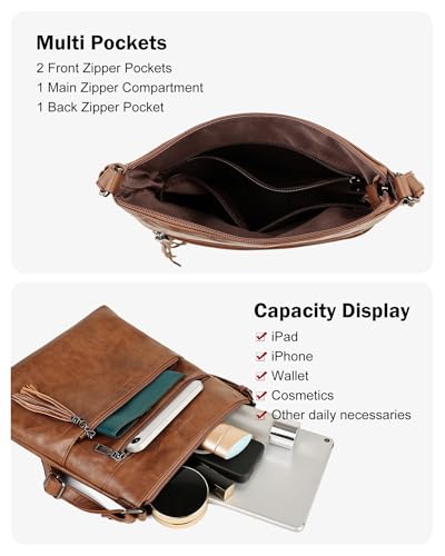Image of MASINTOR Crossbody Purses for Women, Multi Pocket Casual Crossbody Bag, Adjustable Strap Shoulder Bag with Tassel