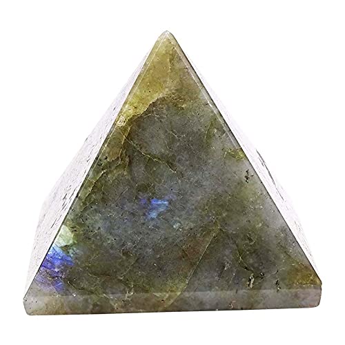 REBUY Labradorite Pyramid Crystal Healing Stone Pyramid Crystal Pyramid for Meditation & Healing, Color Multi, Size Small