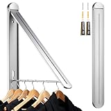 Clothes Drying Rack Folding Indoor And Outdoor Universal, Wall Mounted Folding Drying Rack Clothing Retractable Dryer Rack For Laundry Room Closet Organization And Storage, Aluminum (1, Silver)