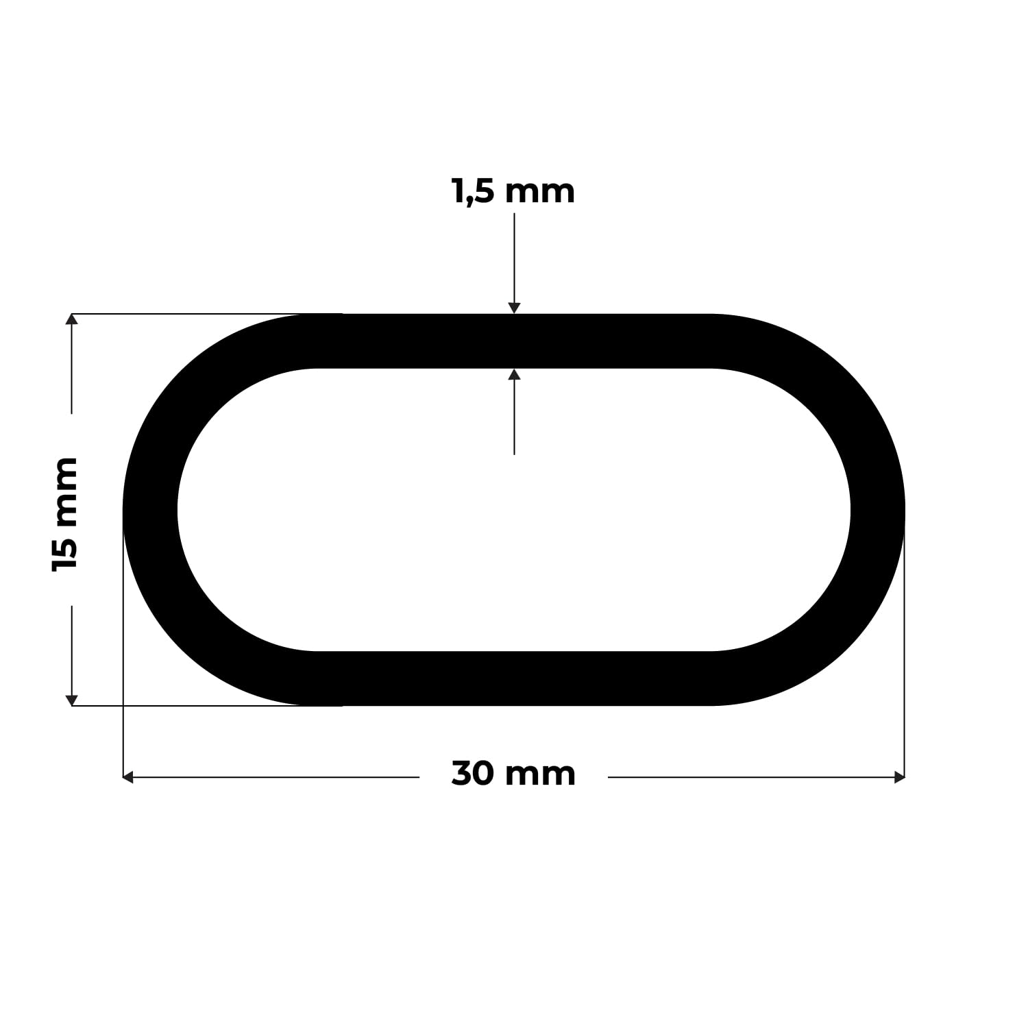 Tubo Barra ovale in ferro 30x15 mm spessore 1,5 mm asta appendiabiti da interno armadio 1 mt Made in Italy