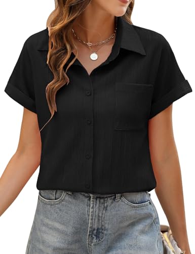 PASUDA Blusas Mujer Verano Camisas Manga Corta Blusa Elegante Cam...