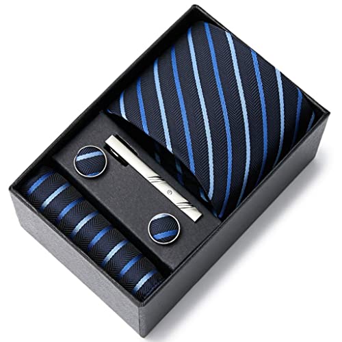 Set corbata, pañuelo y gemelos de seda para hombre