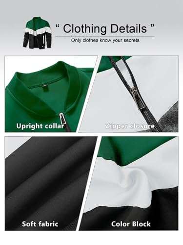 Image of HYPESTFIT Mens Lightweight Jacket Casual Bomber Jacket Color Block Varsity Coat