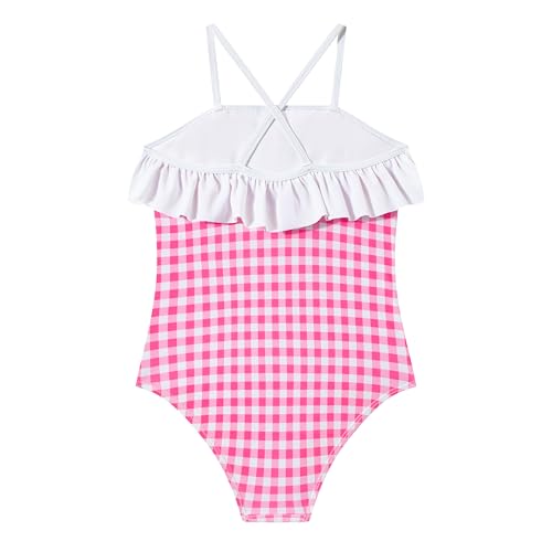 Image of LIZENS Girls One Piece Swimwear Checker Print Ruffles Bathing Suit for Kids Size 2-12