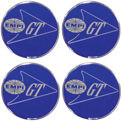 Horn Button, 36mm EMPI GT logo, Blue, Set of 4, Compatible with Dune Buggy