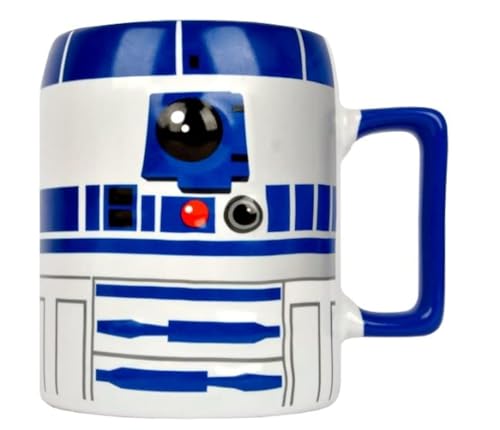IDEALCASA Taza desayuno Star Wars cerámica Relieve - R2D2 - 10 cm altura - 350 ml - Mug Relieve Star Wars R2D2