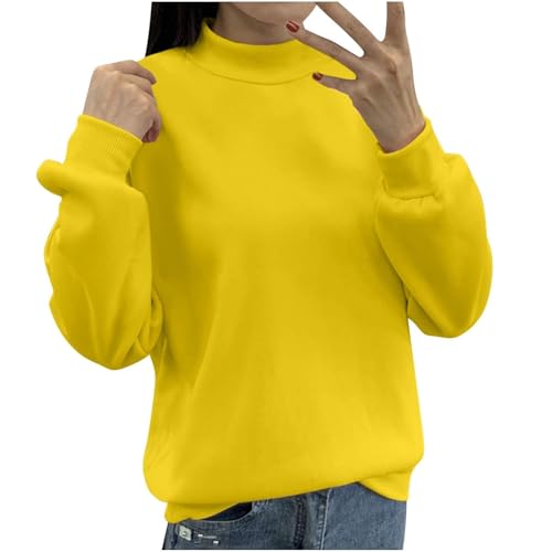Damen Warme Fleece Pullover Sweatshirts Ohne Kapuzen Winter Thermo Langarm...