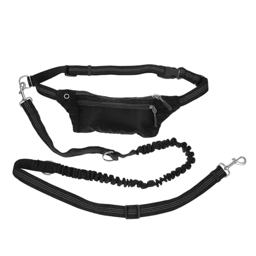 Levemolo Hands Dog Leash Kit with Waist Pack Absorbing Bungee Design for Running Training and Jogging for Active Pet Owners Black Random Zipper
