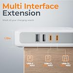 TESSAN Flat Plug Extension Cord Indoor, Surge Protector Power Bar, 5 Feet | 4 USB (2 USB C), Power Strip with 6 Multi Plug Outlets, Charging Station Wall Mount for Dorm Room Home Office