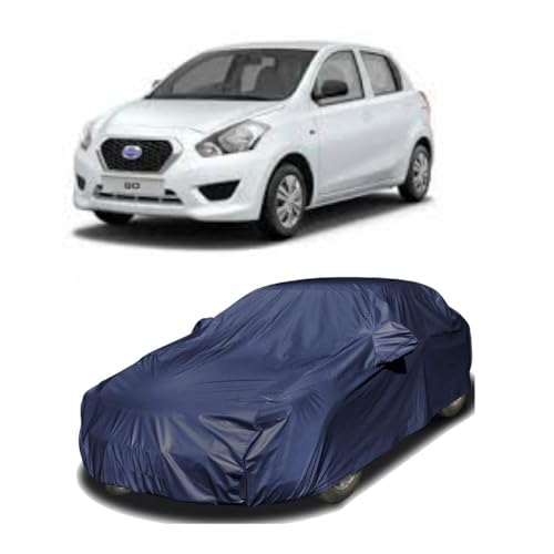 Image of Car Body Cover Compatible with Datsun GO | Water, Dust & UV Protection | Mirror Pockets | Elastic Grip | Triple Stitch GO Car Cover (Blue)