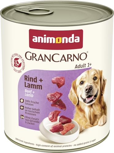 animonda GranCarno Hunde Nassfutter mit Rind + Lamm (6 x 800 g), getreidefreies...