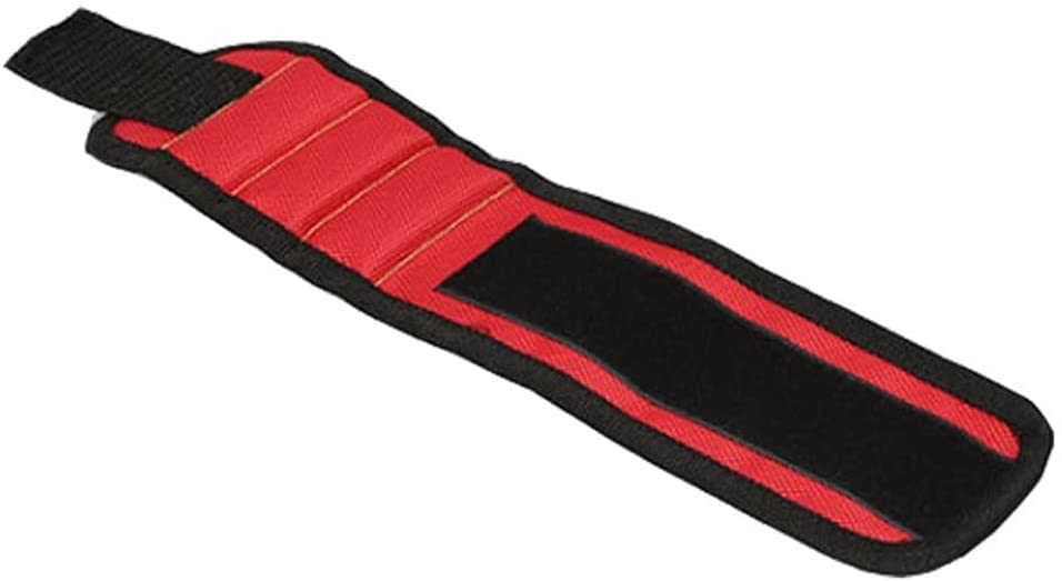 Poliestrowa opaska magnetyczna na nadgarstek Silne magnesy Przenośna torba Narzędzie dla elektryków Śruby Uchwyt wiertarski Pas naprawczy (kolor: Rosso, rozmiar: jeden rozmiar) (Rosso jeden rozmiar)