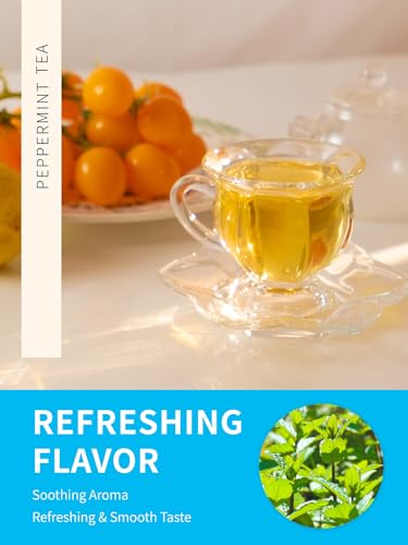Image of TeeLux Peppermint Tea Bags, Natural Peppermint Herbal Tea, Refreshing & Soothing Mint Tea, Caffeine Free, 100 Count