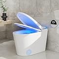 Smart Toilet with Bidet Built in,Bidet Toilet with Powerful Flush, Auto Open/Close Lid,Elongated Heated Seat,Foam Shield,Tankless Toilet with Foot Sensor,Night Light,Temp Display