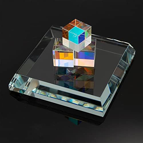 Clear Crystal Glass Square Beveled Display Base Display Stand for Collectibles