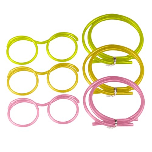 HOLIDYOYO 3個 パーティー 楽しい ストロー 用 チューブ かわいい グラス 再利用可能 楽しい 間抜け 最初 面白い グラス ストロ ランダムカラー