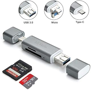 Memwah USB 3.0 SD Card Reader 3-in-1 OTG Card Reader USB 3.0 - Type-C / USB 3.0 / Micro USB Adapter for SD, SDHC, SDXC, Micro SD, Micro SDHC, Micro SDXC Macbook PC Tablets Smartphones OTG Function