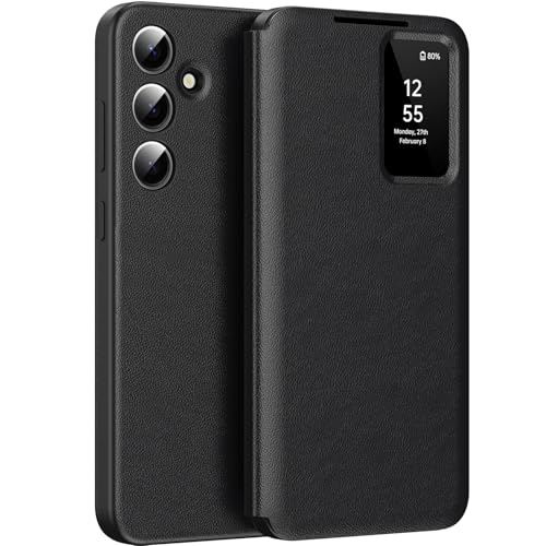 Étui de protection pour Samsung A56 5G Smart View, portefeuille pour smartphone Samsung Galaxy A56 - Clear View - Rabat miroir - Compartiment pour cartes - Fenêtre de...