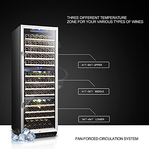 Lanbo Triple Zones Compressor Built-In Wine Cooler With Safety Lock, 149 Bottles #TOP2