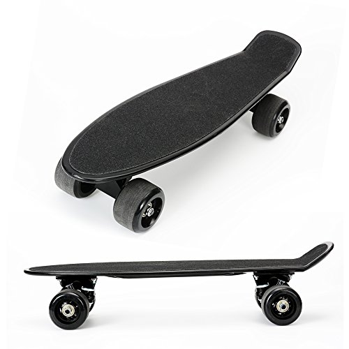 VIVINATURE 22 inch Complete Plastic Skateboard Standard Cruiser Skateboard with PU Wheels(Black)