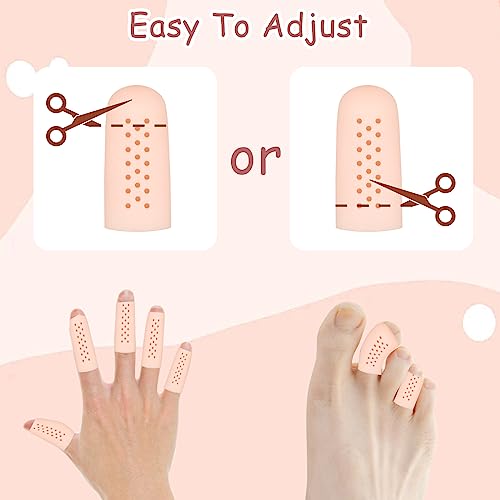 16Pcs Gel Finger Cots with Air Holes, Gel Finger Protectors Finger Covers Protection for Finger Tips, Breathable Finger Covers Finger Caps Gloves Finger Protectors for Wound, Finger Cracking