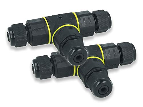 LEDLUX Lot de 2 raccords étanches en T, IP68, section maximale de 2,5 mm²