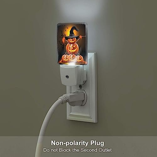 Image of Funny Pumpkins Night Light Set of 2, Halloween Night Auto Sensor LED Dusk-to-Dawn Nightlights, Plug-in Sensor Lamp for Bedroom Bathroom Kitchen Hallway Stairs Decorative