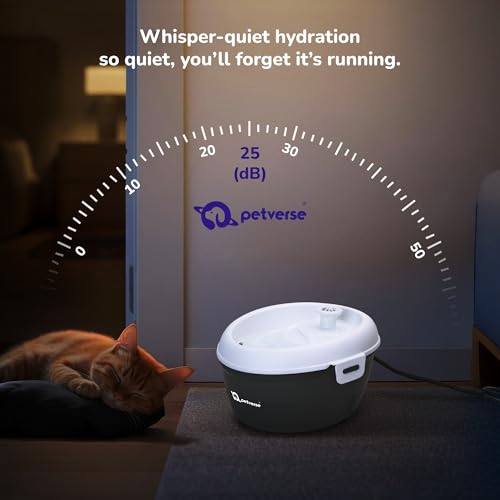 Image of Petverse Oral Care Pet Water Fountain 2L for Cats and Dogs, Electric Powered Water Dispenser, Cotton Filter System, Dishwasher Safe Design, Pet Hydration Fountain