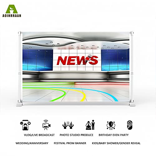 Aoihrraan 3x2,5m News Room Interior Backdrop Modern Office Interior TV Show Recitation Desk Record Front Table Photography Background TV Station Programming Live Decor Kid Portrait Photo Studio Prop - Image 2