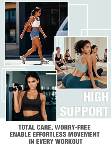 Image of Sports Bras for Women High Support, Multipack Padded Supportive Criss Cross Back Wireless Running Yoga Workout Bra