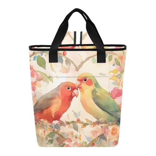 Bokkoy Bird Couple Insulated Cooler Bag with Ice Pack?Large Capacity Waterproof Thermal Lunch Bag?Reusable Cooler Bags for Picnic, Travel