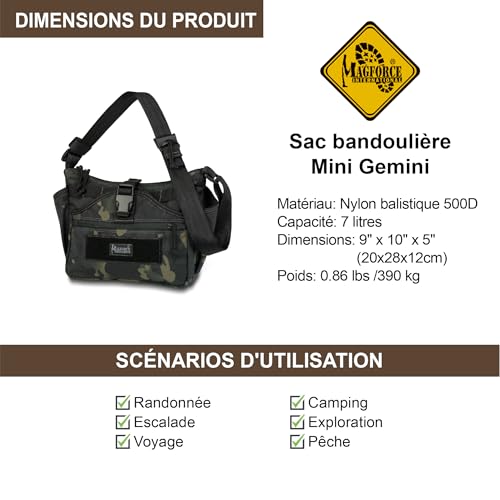 Sac à bandoulière compatible MOLLE réversible Magforce nylon - 3