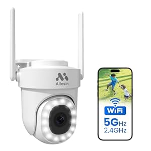 Allesin 4MP Security Camera Outdoor, 360°Pan-Tilt View Cameras for Home Security with 14LEDs Spotlight Color Night Vision, 2.4/5G WiFi Works with Alexa/Google, IP65, AI Human Detection, 2-Way Talk